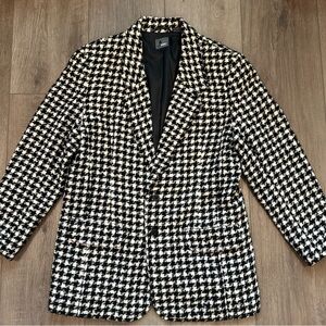 Liz Claiborne Black and White Houndstooth Suit Jacket